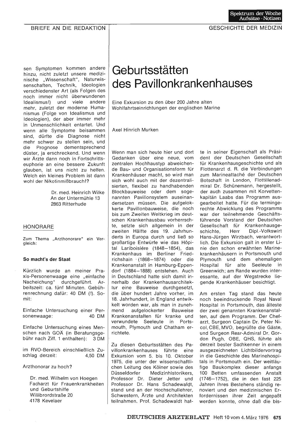 Vorschauseite 1: Geburtsstätten des Pavillonkrankenhauses