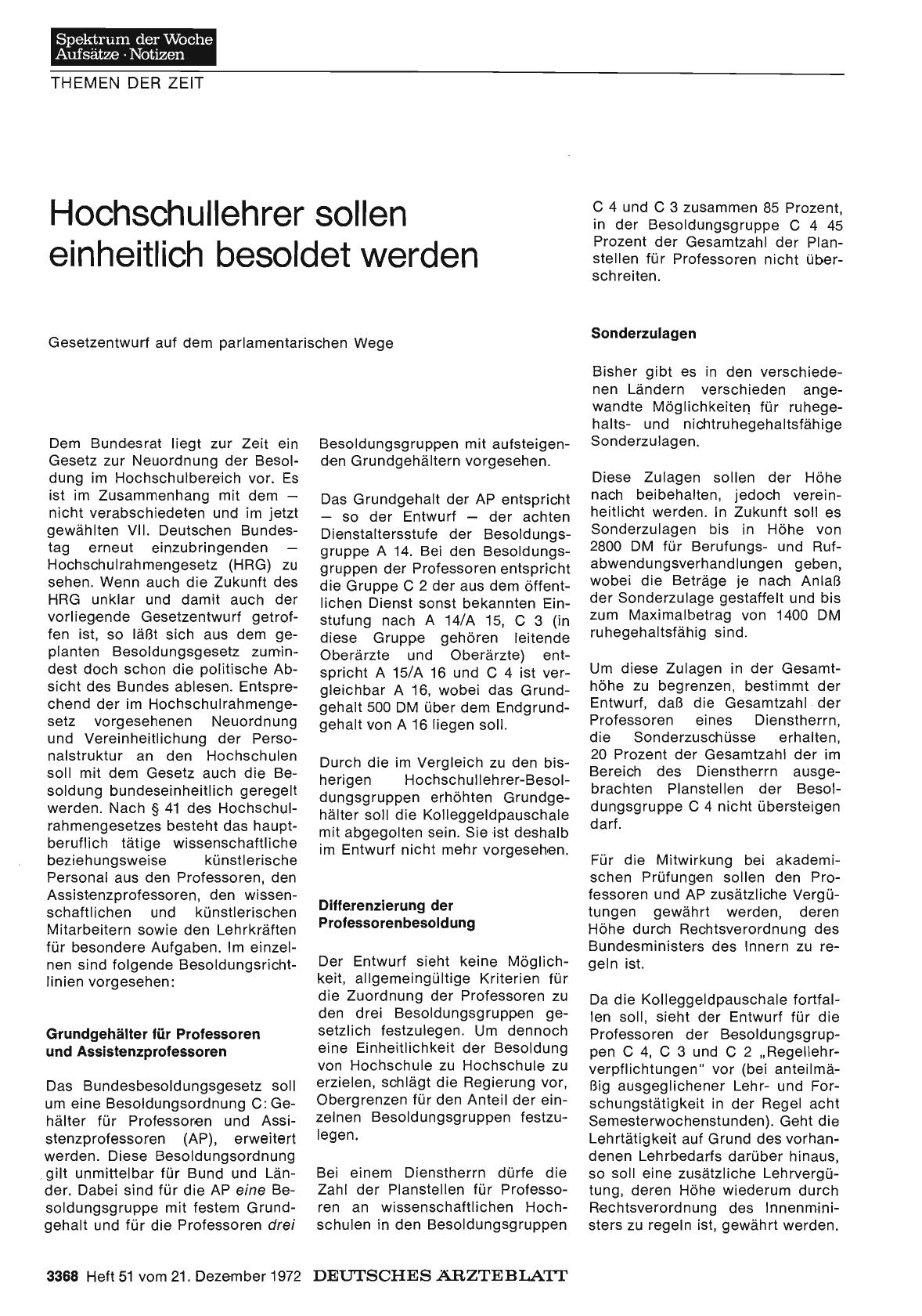 Vorschauseite 1: Hochschullehrer sollen einheitlich besoldet werden
