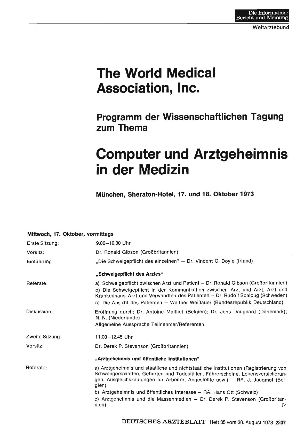 Vorschauseite 1: The World Medical Association, Inc.