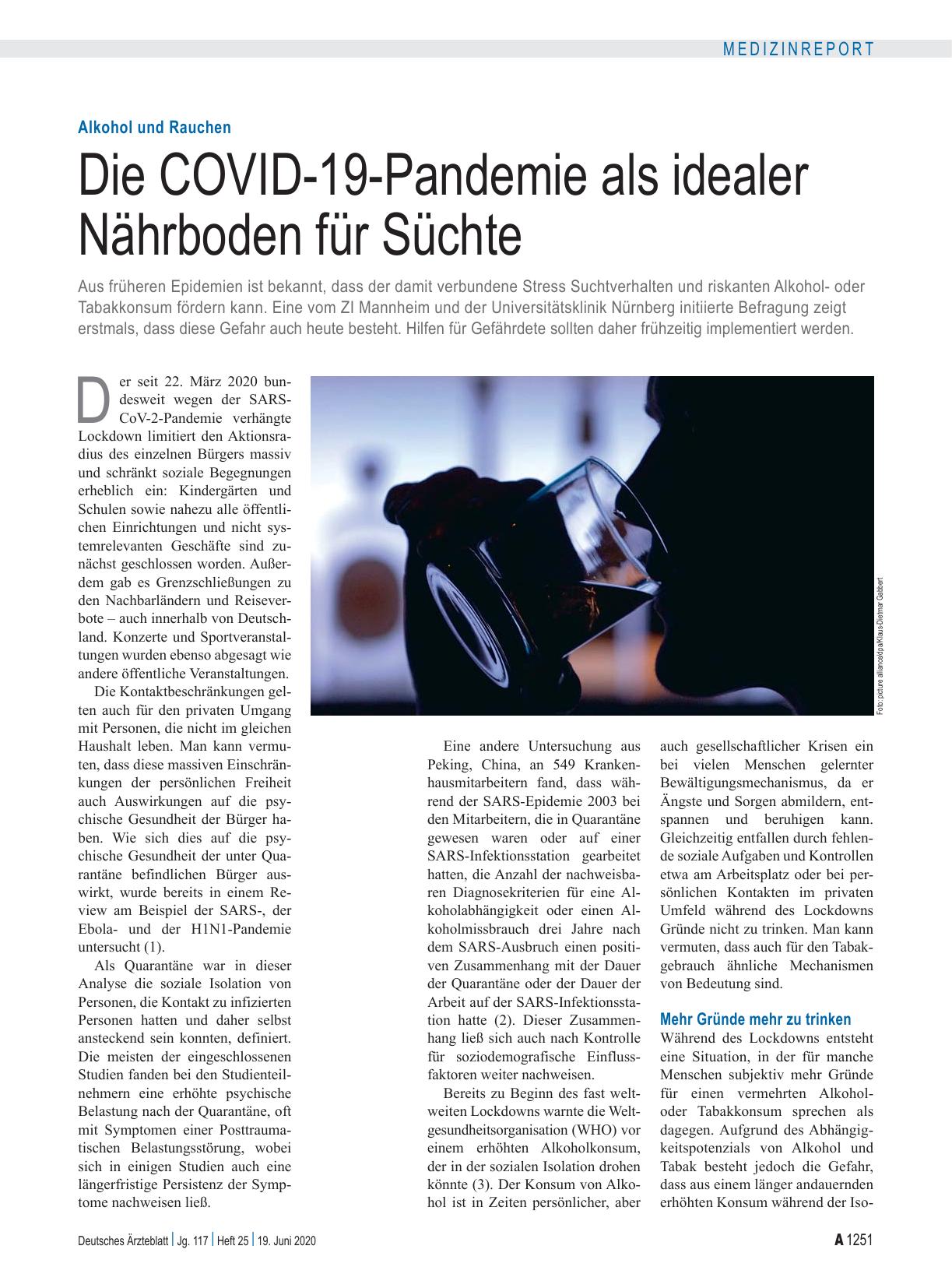 Vorschauseite 1: Alkohol und Rauchen: Die COVID-19-Pandemie als idealer Nährboden für Süchte
