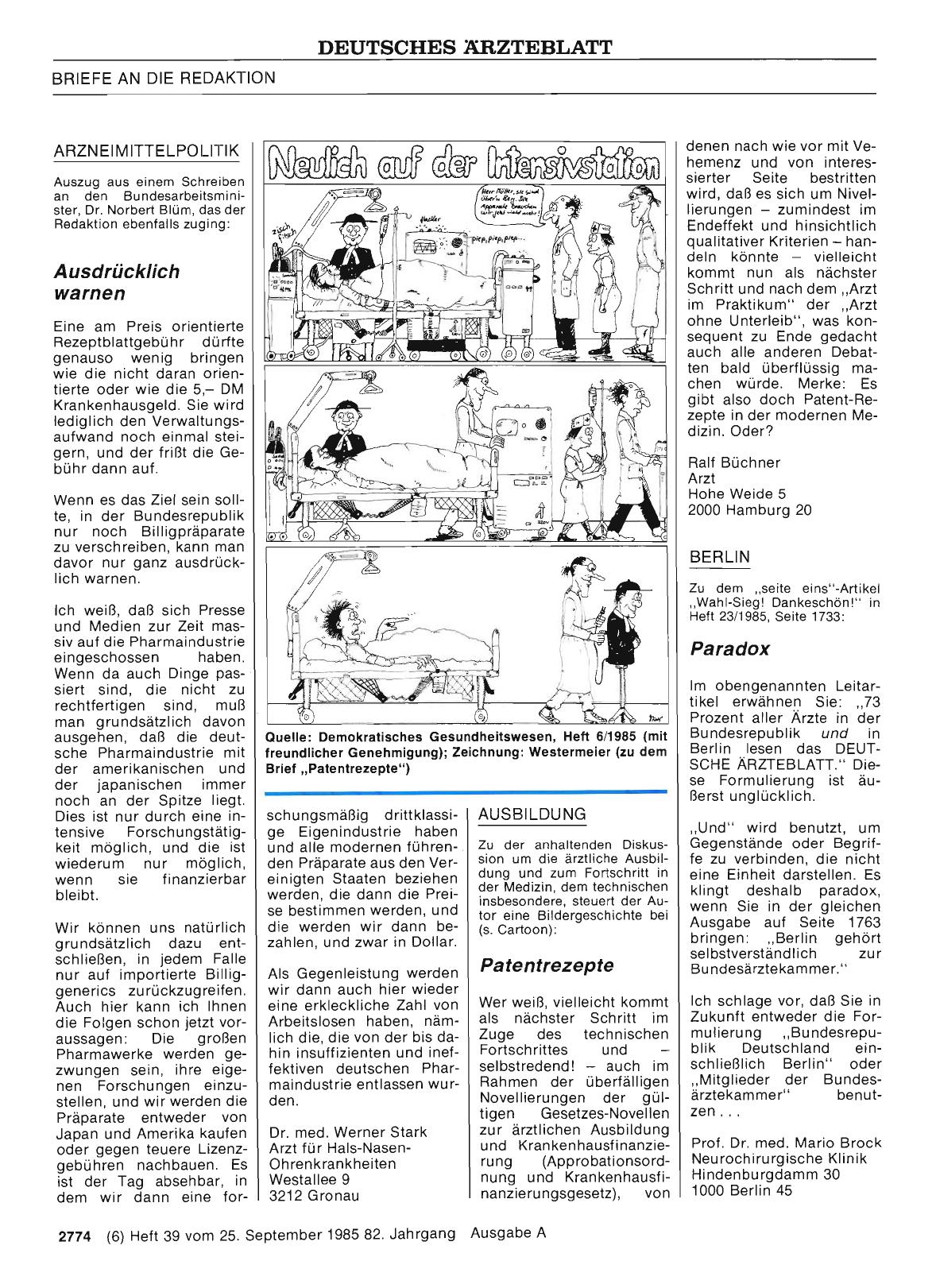 Vorschauseite 1: ARZNEIMITTELPOLITIK: Ausdrücklich warnen