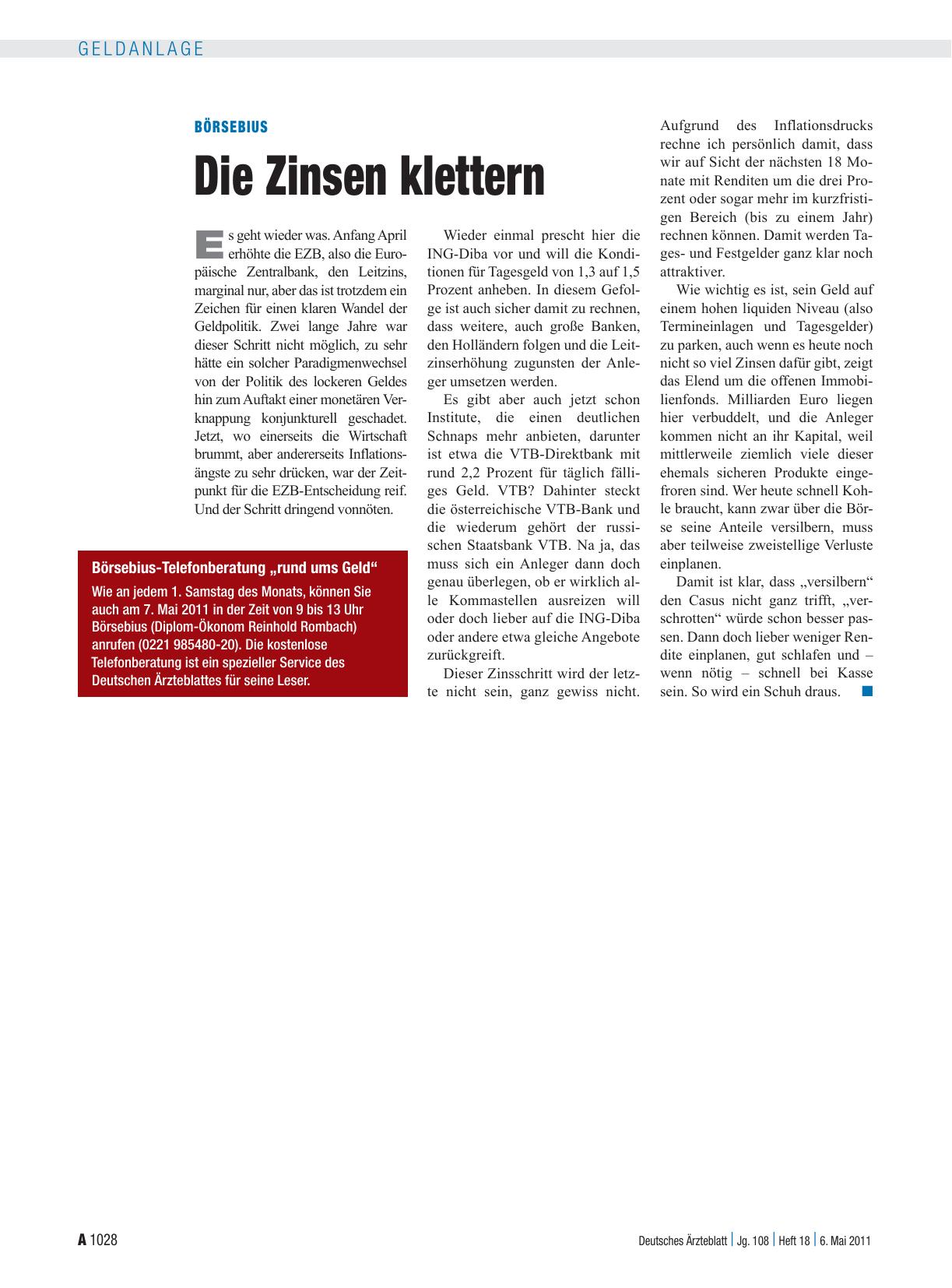 Vorschauseite 1: Börsebius: Die Zinsen klettern