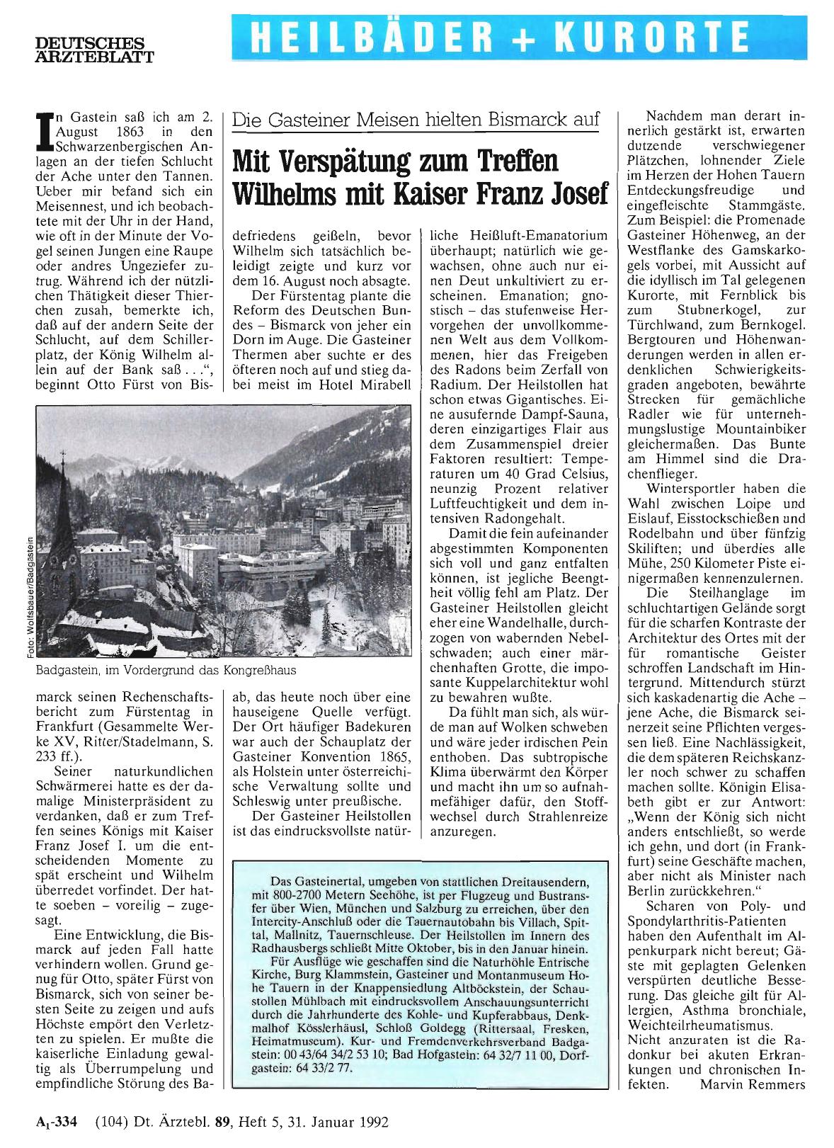 Vorschauseite 1: Die Gasteiner Meisen hielten Bismarck auf: Mit Verspätung zum Treffen Wilhelms mit Kaiser Franz Josef