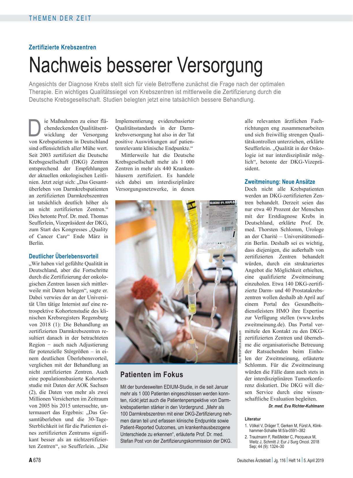 Vorschauseite 1: Zertifizierte Krebszentren: Nachweis besserer Versorgung
