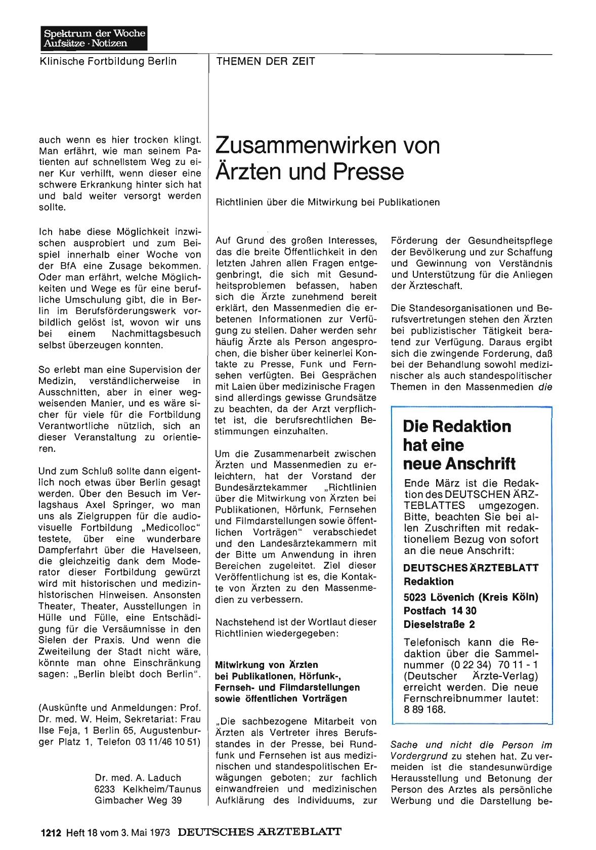 Vorschauseite 1: Zusammenwirken von Ärzten und Presse: Richtlinien über die Mitwirkung bei Publikationen