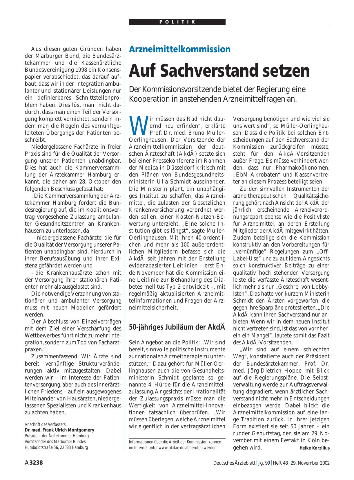 Vorschauseite 1: Arzneimittelkommission: Auf Sachverstand setzen