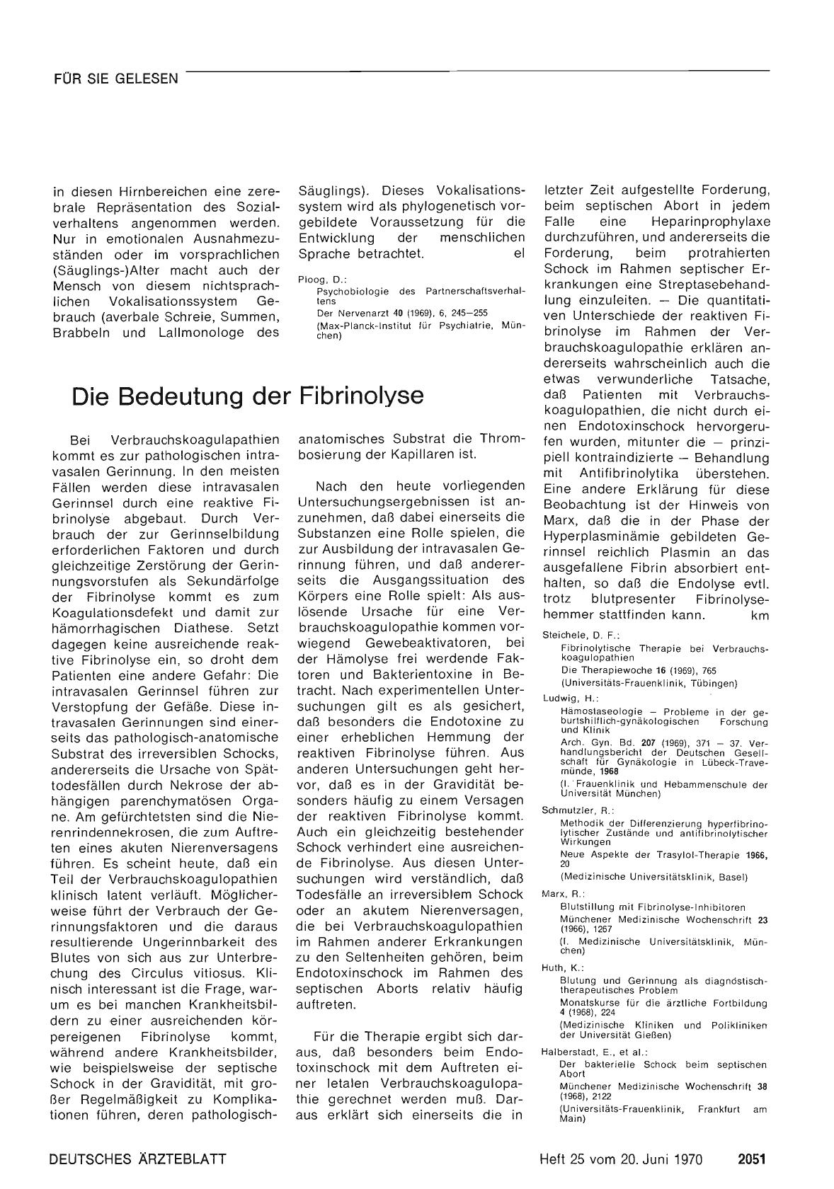 Vorschauseite 1: Die Bedeutung der Fibrinolyse