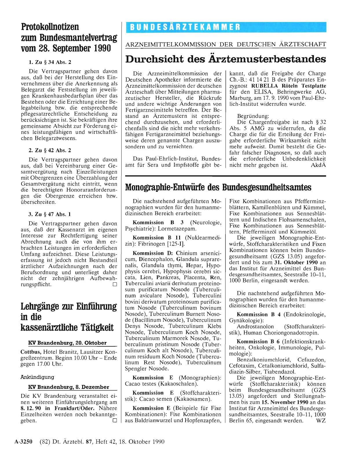 Vorschauseite 1: Monographie-Entwürfe des Bundesgesundheitsamtes