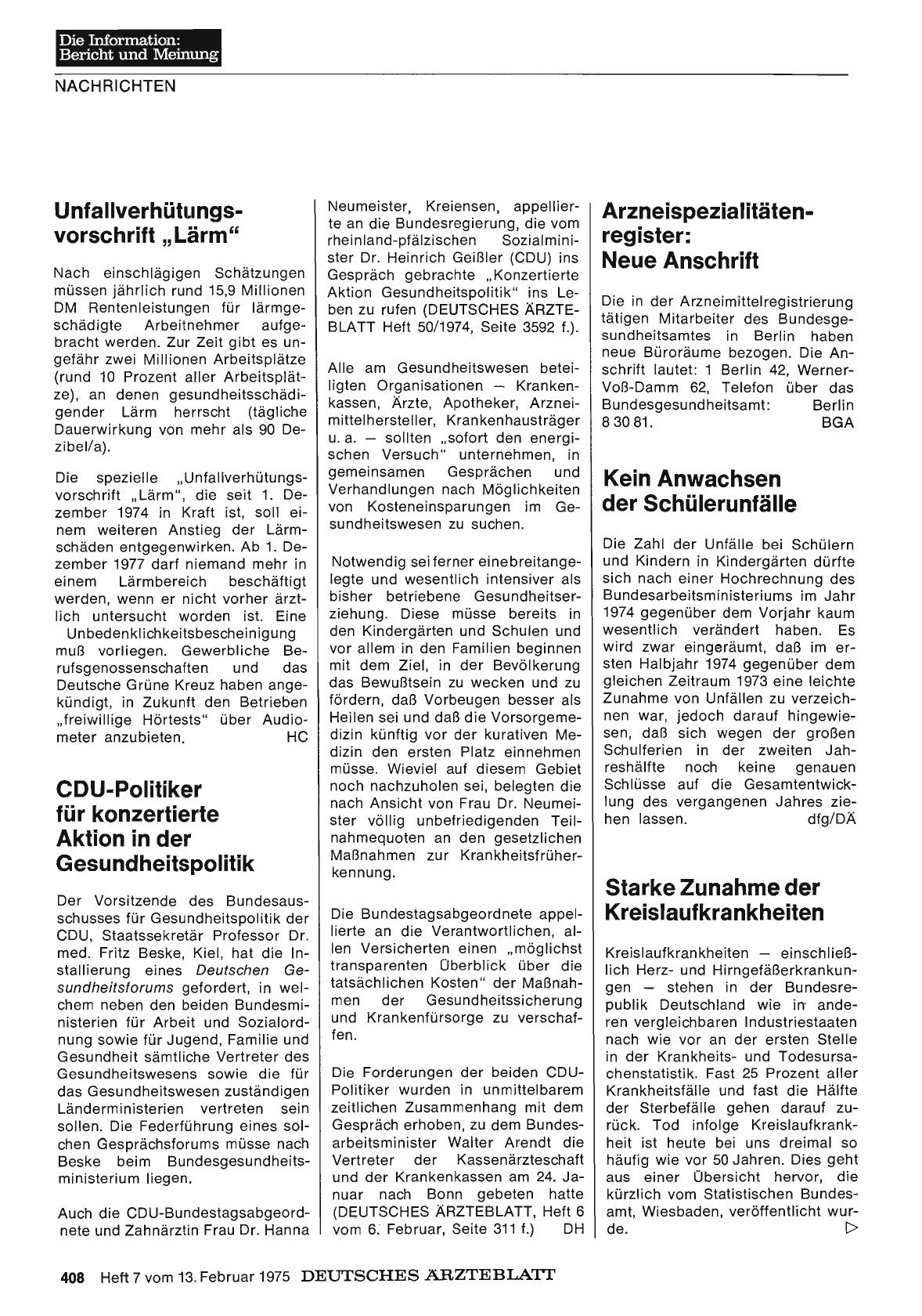 Vorschauseite 1: Kein Anwachsen der Schülerunfälle