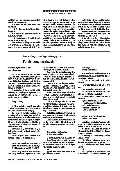 Vorschauseite 1: Entschließungen zum Tagesordnungspunkt II: Fortbildungsnachweis