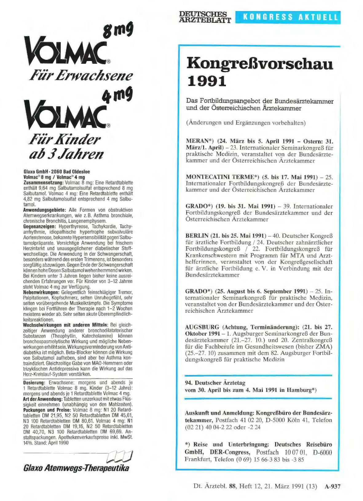 Vorschauseite 1: Kongreßvorschau 1991