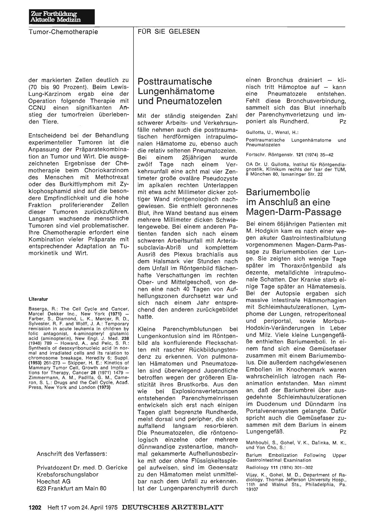 Vorschauseite 1: Posttraumatische Lungenhämatome und Pneumatozelen