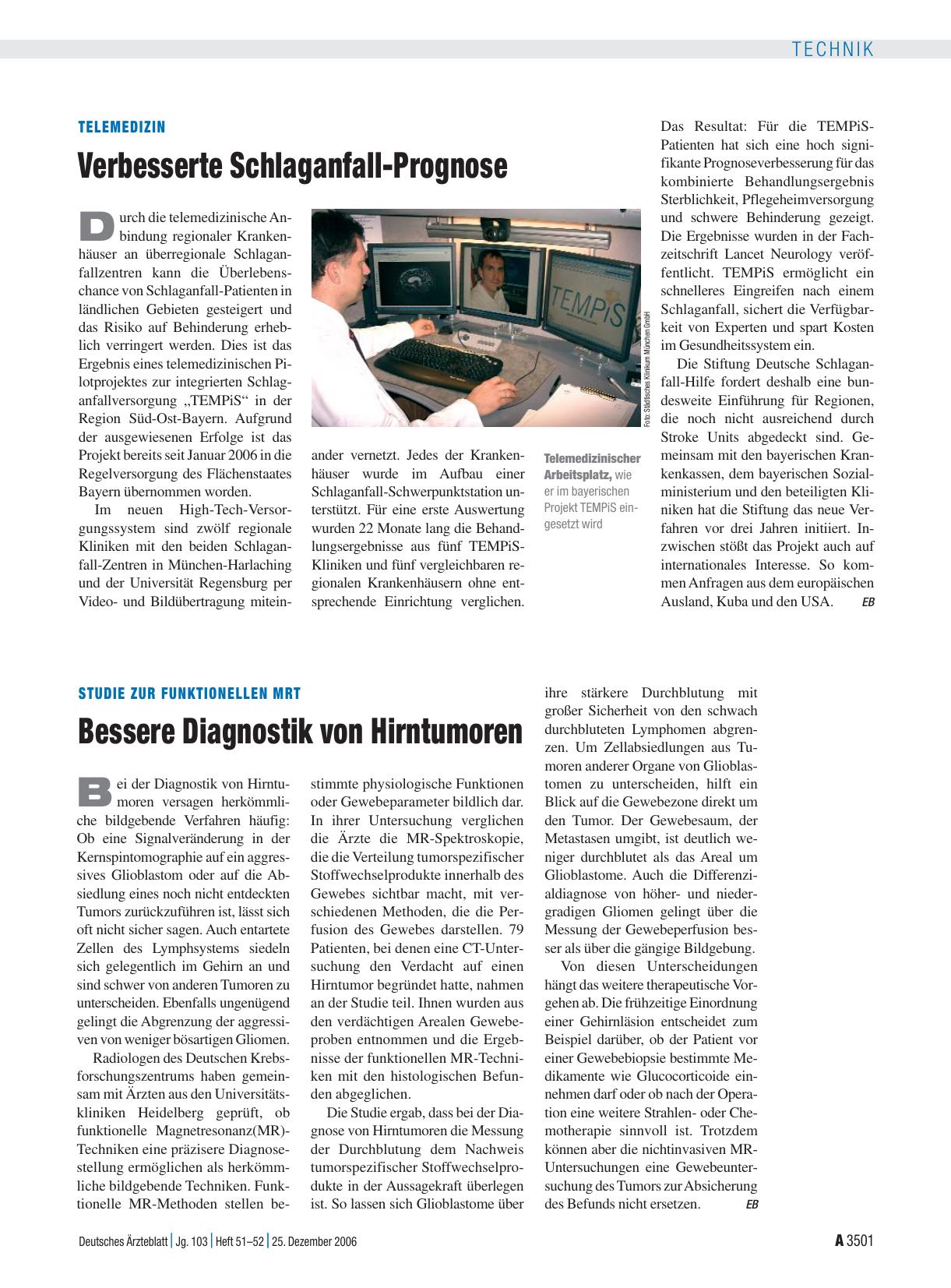 Vorschauseite 1: Studie zur Funktionellen MRT: Bessere Diagnostik von Hirntumoren