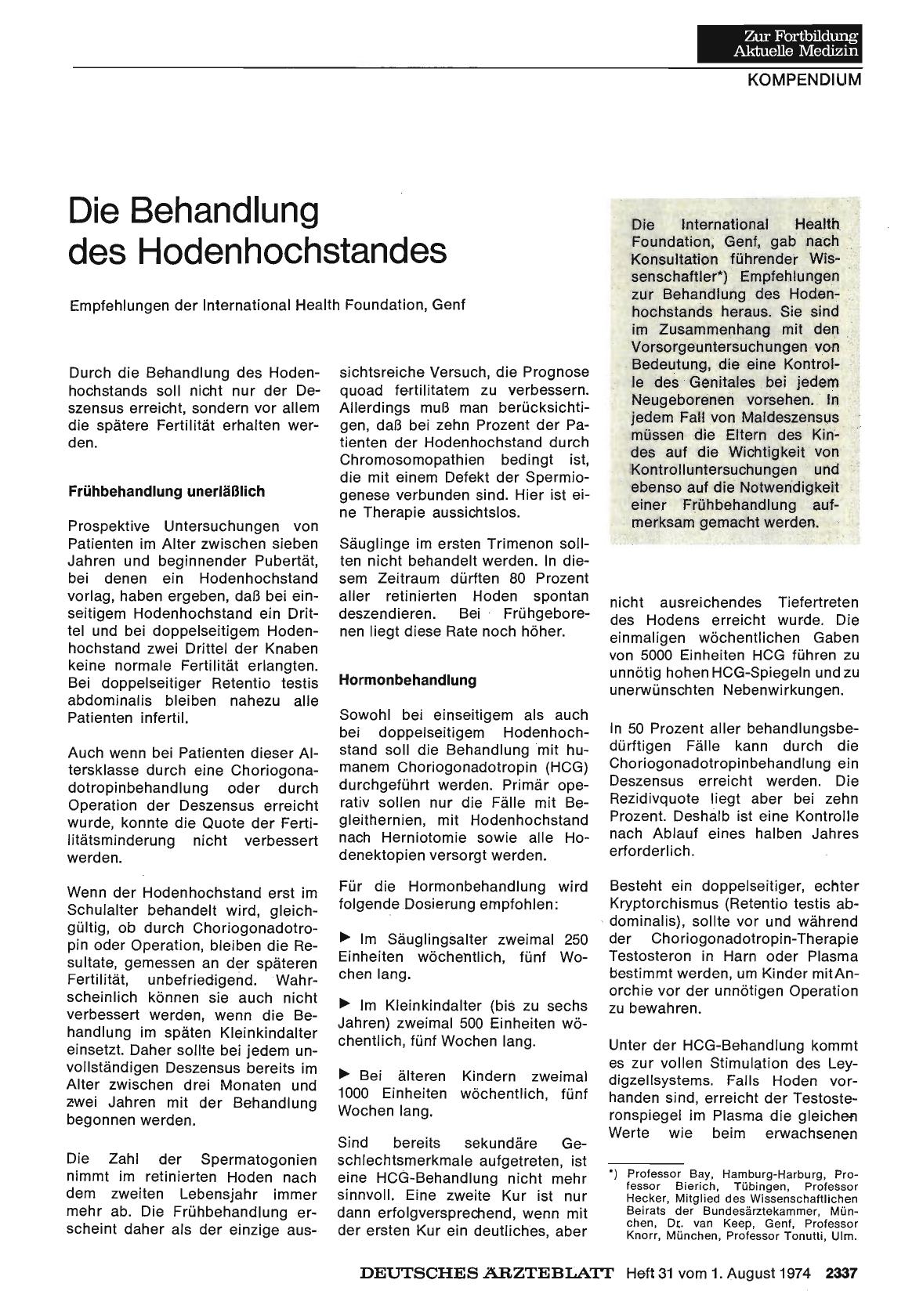 Vorschauseite 1: Die Behandlung des Hodenhochstandes