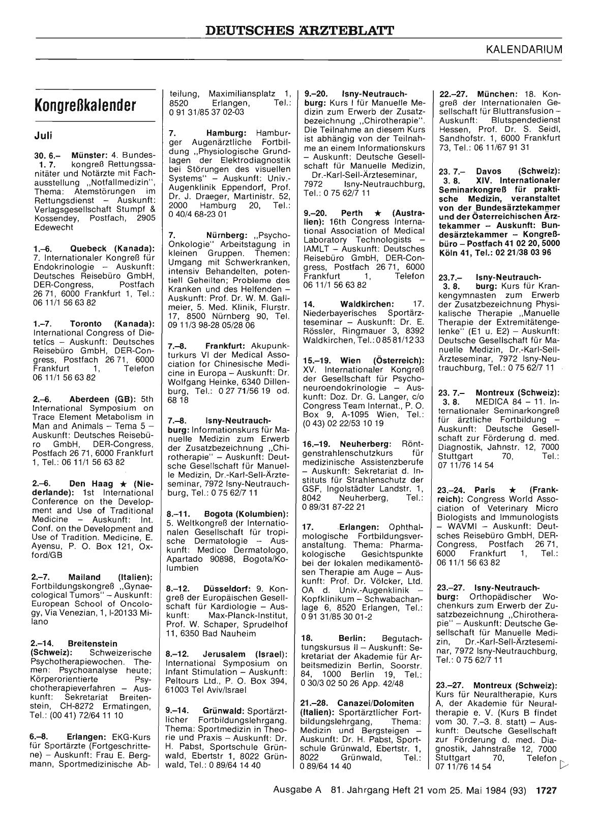 Vorschauseite 1: Kongreßkalender