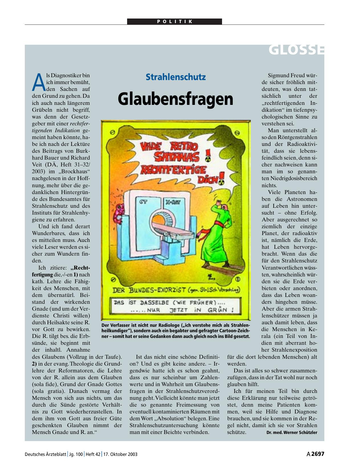 Vorschauseite 1: Strahlenschutz: Glaubensfragen