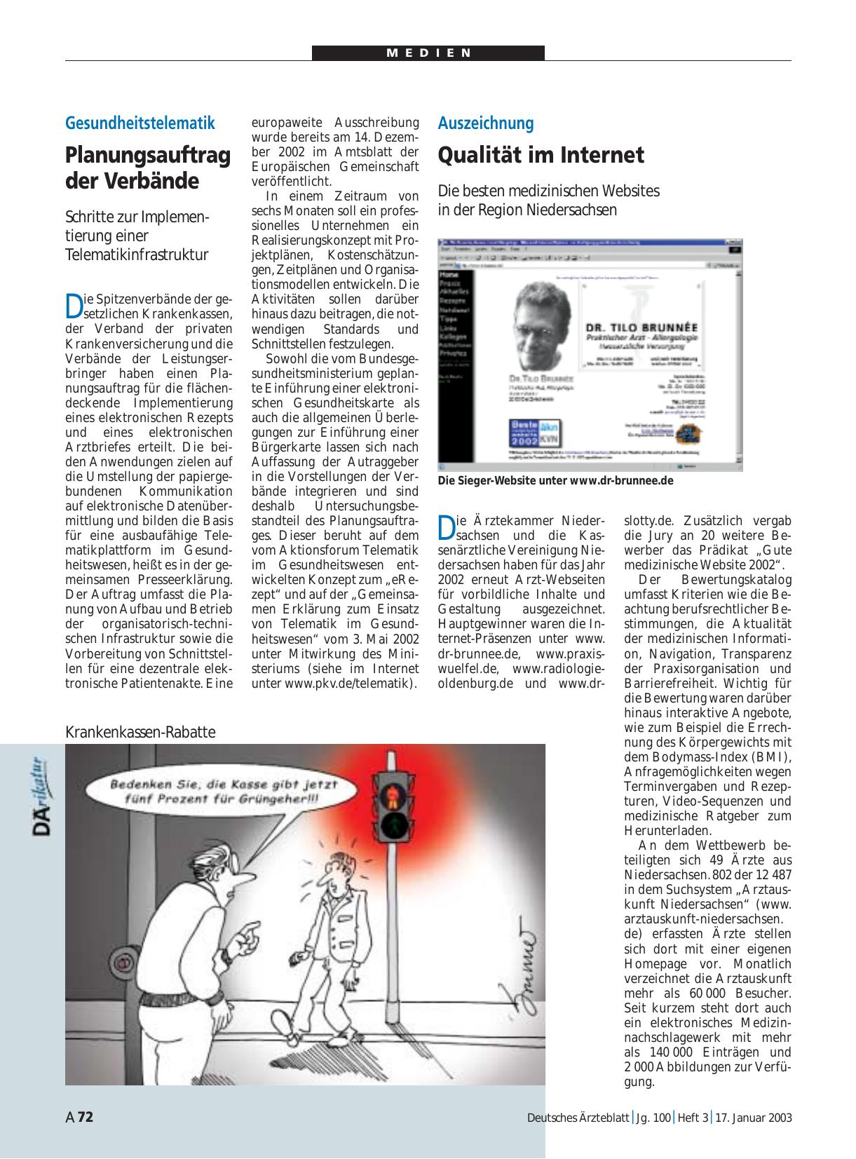 Vorschauseite 1: Gesundheitstelematik: Planungsauftrag der Verbände