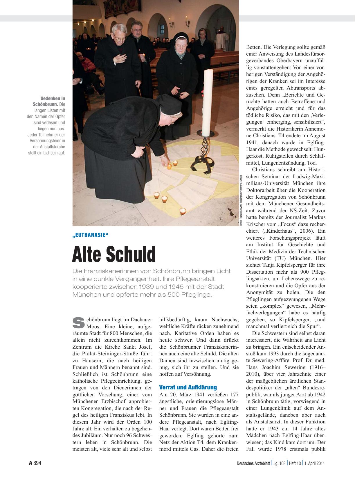 Vorschauseite 1: „Euthanasie“: Alte Schuld