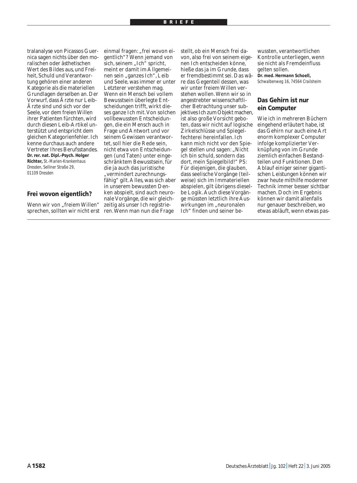 Vorschauseite 1: Freier Wille: Das Gehirn ist nur ein Computer