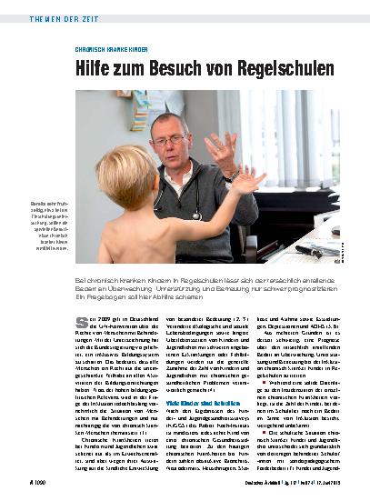 Vorschauseite 1: Chronisch kranke Kinder: Hilfe zum Besuch von Regelschulen