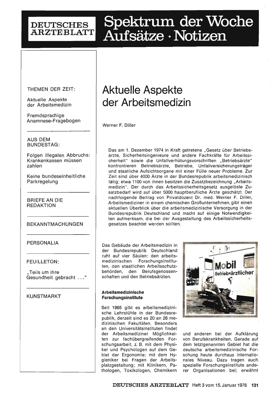 Vorschauseite 1: Aktuelle Aspekte der Arbeitsmedizin