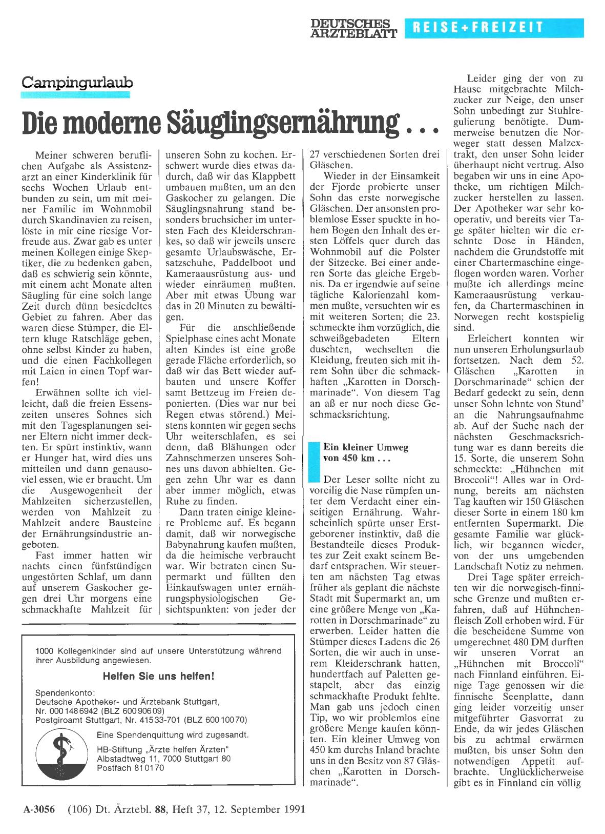Vorschauseite 1: Campingurlaub: Die moderne Säuglingsernährung