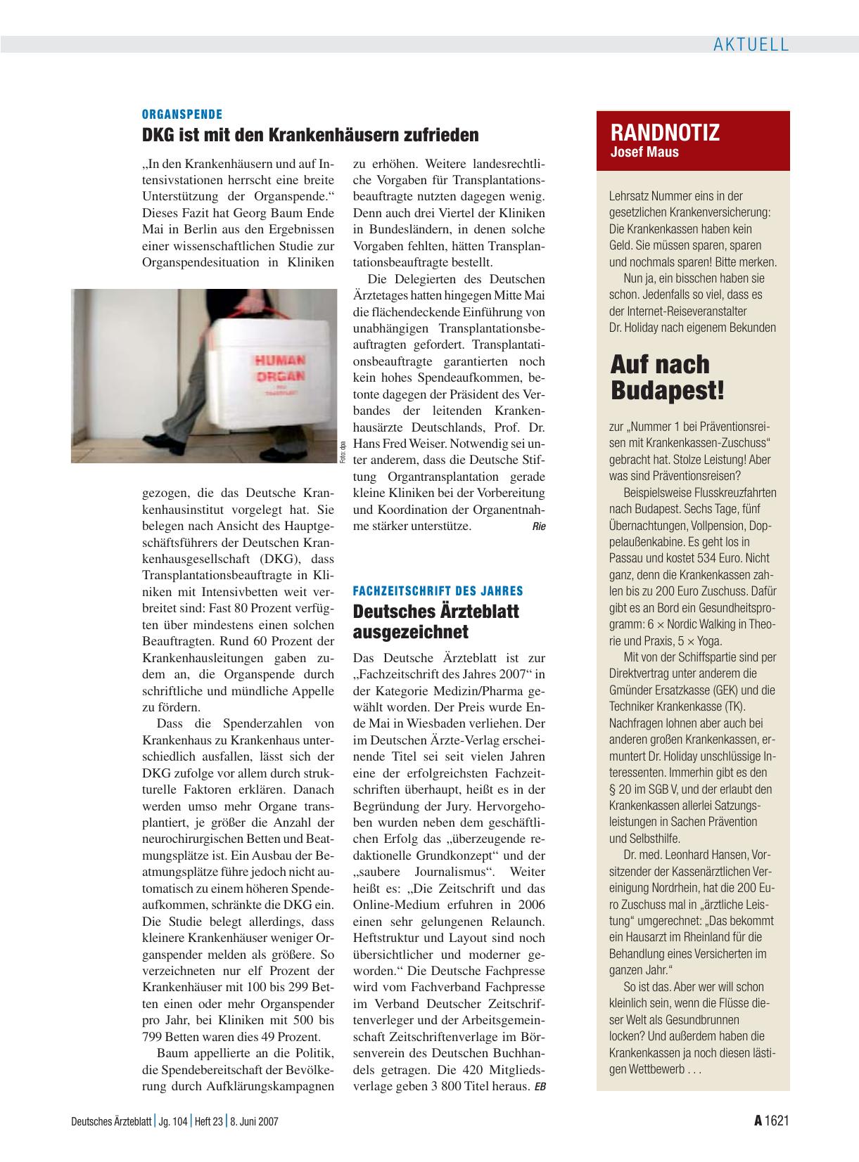 Vorschauseite 1: Fachzeitschrift des Jahres: Deutsches Ärzteblatt ausgezeichnet