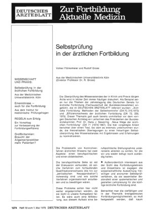 Vorschauseite 1: Selbstprüfung in der ärztlichen Fortbildung