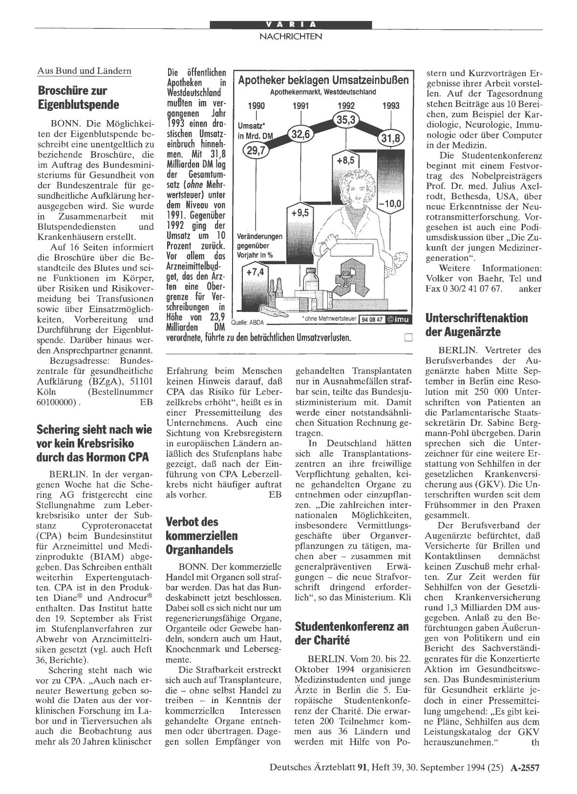 Vorschauseite 1: Apotheker beklagen Umsatzeinbußen