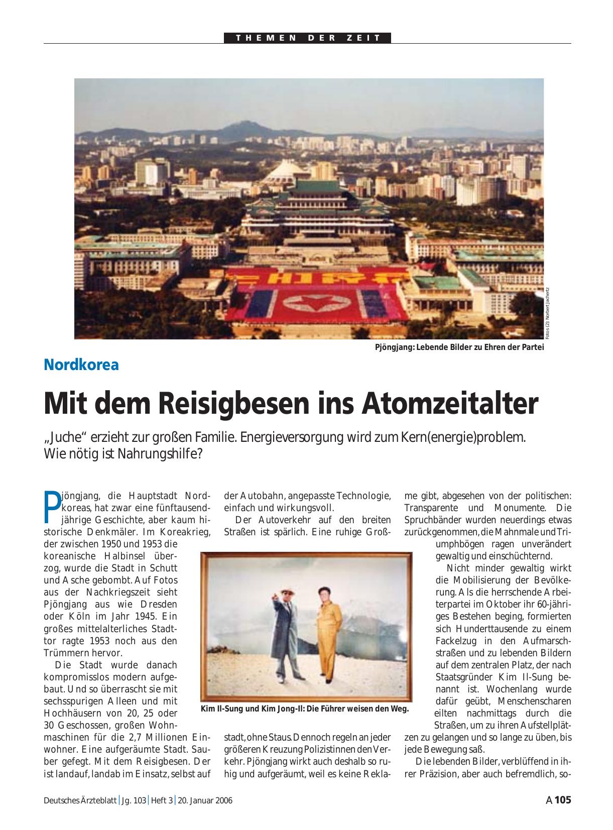 Vorschauseite 1: Nordkorea: Mit dem Reisigbesen ins Atomzeitalter
