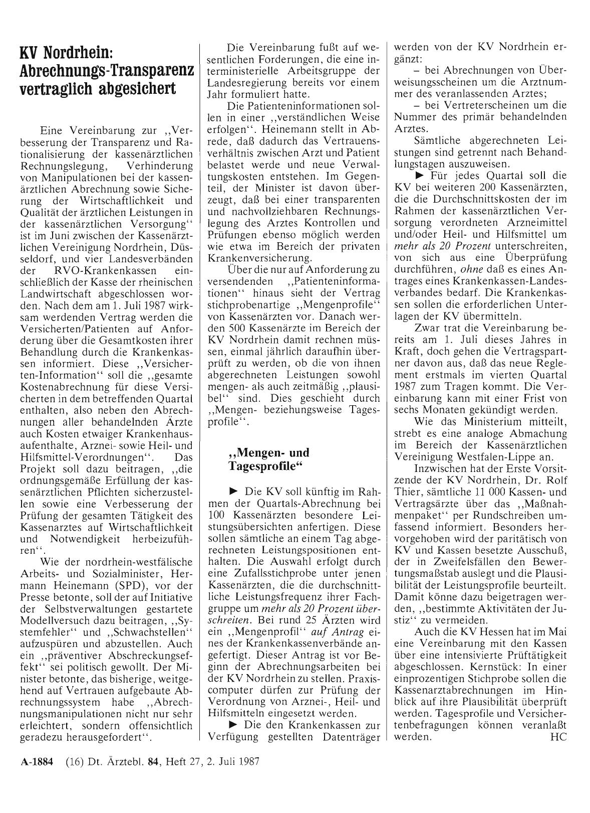 Vorschauseite 1: KV Nordrhein: Abrechnungs-Transparenz vertraglich abgesichert