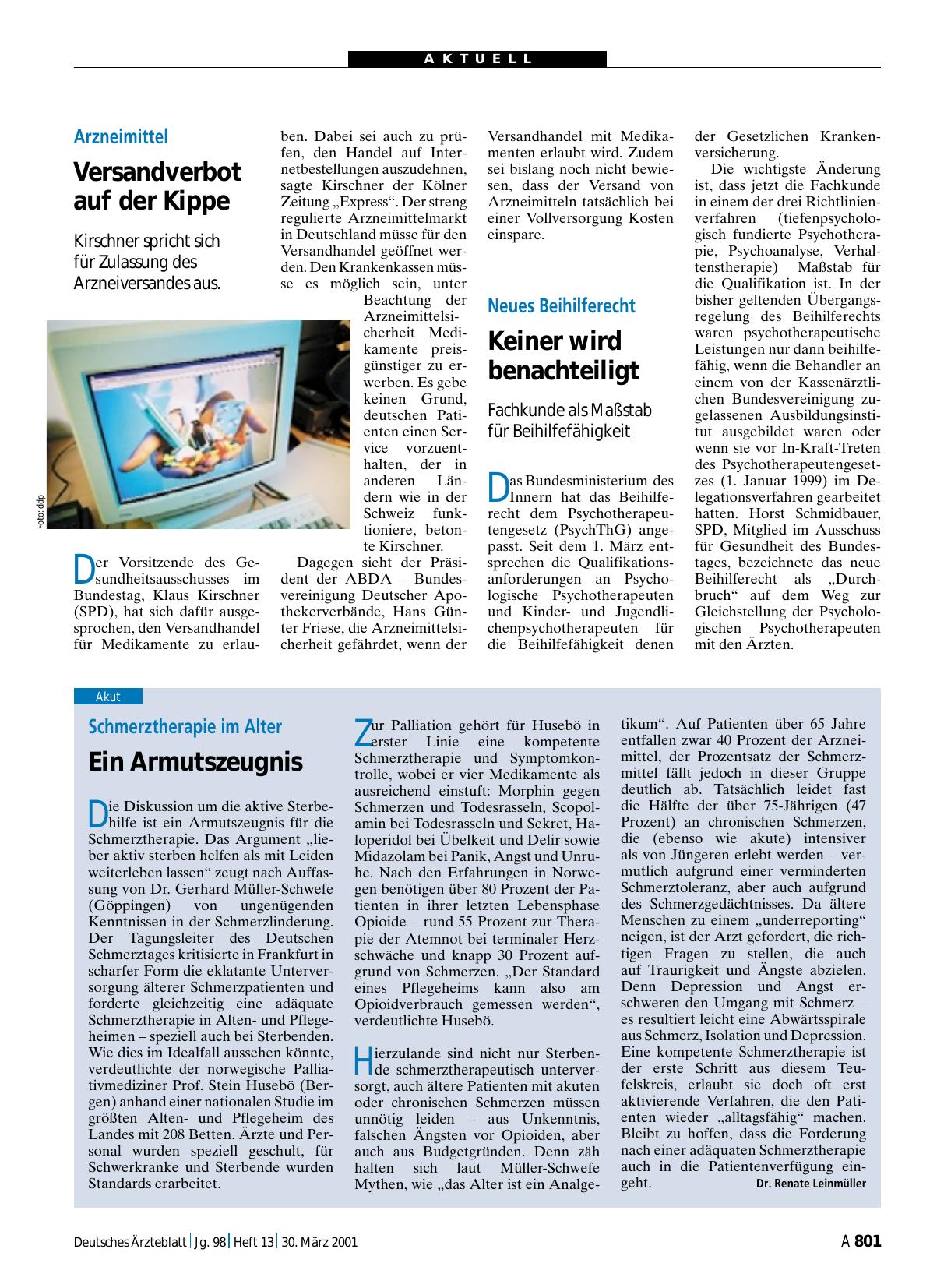 Vorschauseite 1: Schmerztherapie im Alter: Ein Armutszeugnis