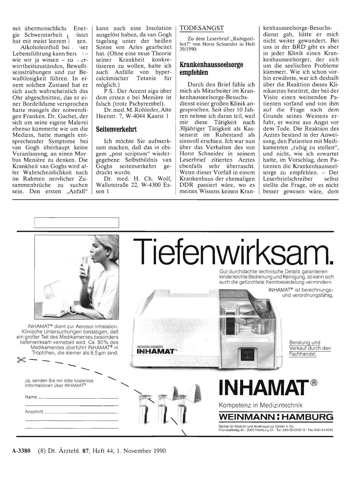 Vorschauseite 1: TODESANGST: Krankenhausseelsorge empfehlen