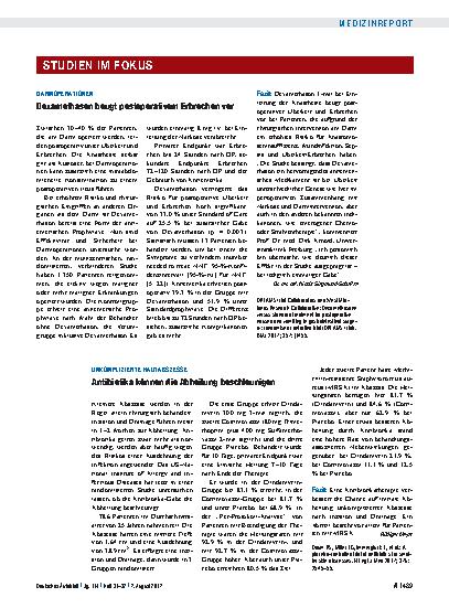 Vorschauseite 1: Unkomplizierte Hautabszesse: Antibiotika können die Abheilung beschleunigen