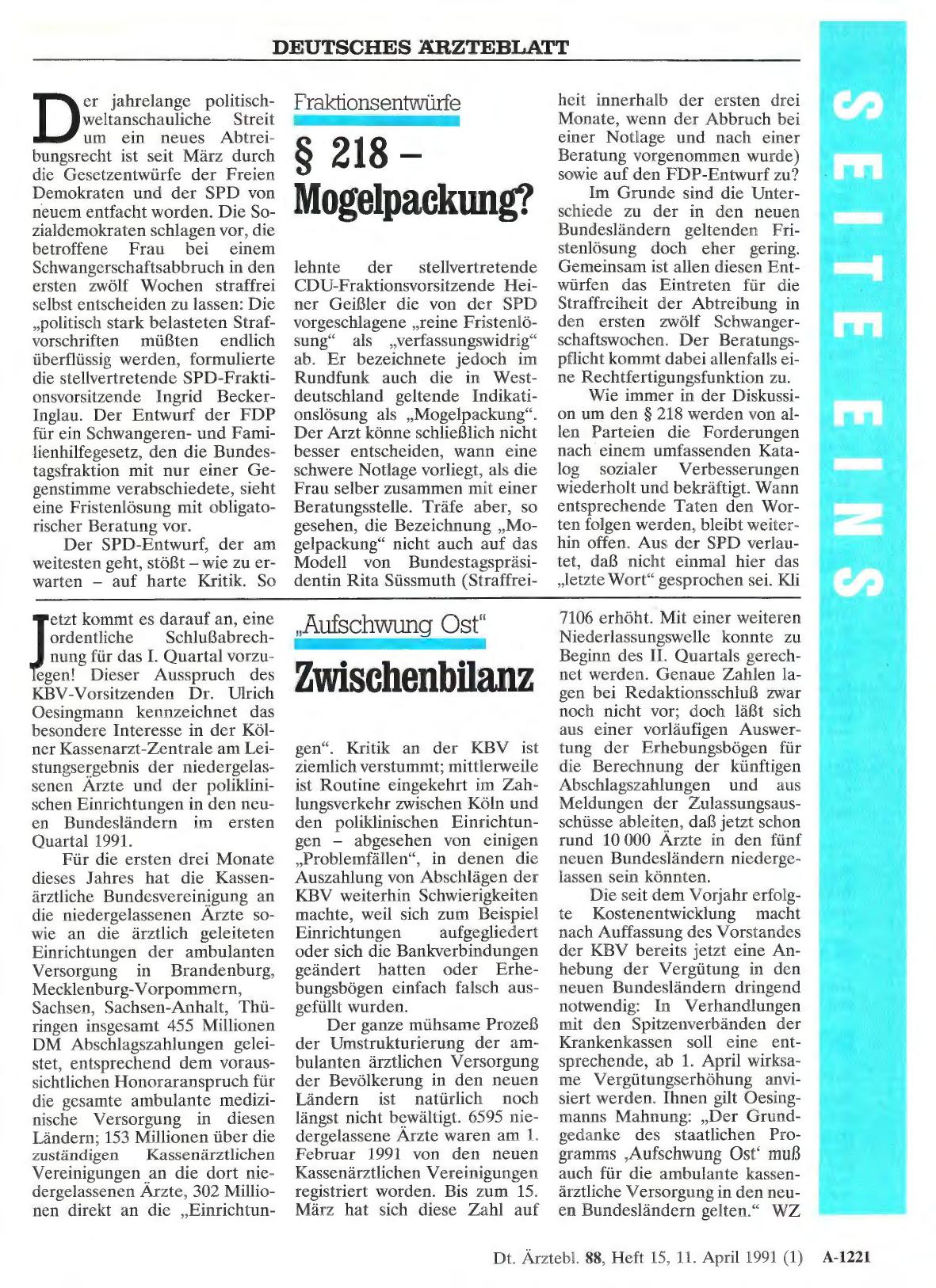 Vorschauseite 1: Fraktionsentwürfe: § 218 – Mogelpackung