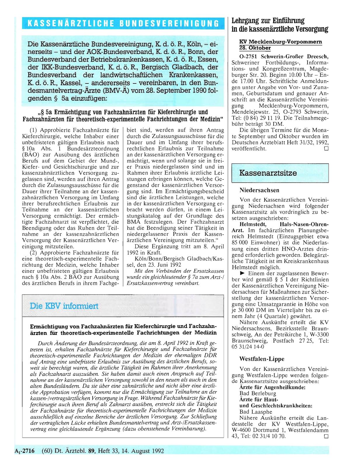 Vorschauseite 1: Die Kassenärztliche Bundesvereinigung, K. d. ö. R. , Köln, - einerseitsund der AOK-Bundesverband, K. d. ö. R. , Bonn, der Bundesverband der Betriebskrankenkassen, K. d. ö. R. , Es…