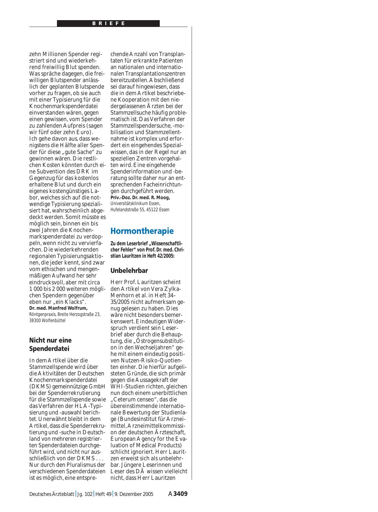 Vorschauseite 1: Hormontherapie: Unbelehrbar