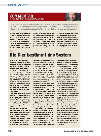 Vorschauseite 1: USA: Die Gier bestimmt das System