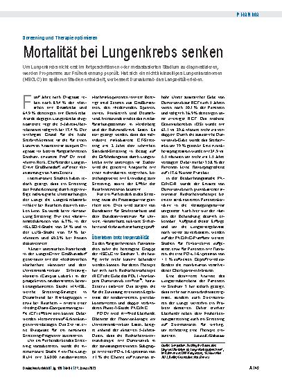 Vorschauseite 1: Screening und Therapie optimieren: Mortalität bei Lungenkrebs senken