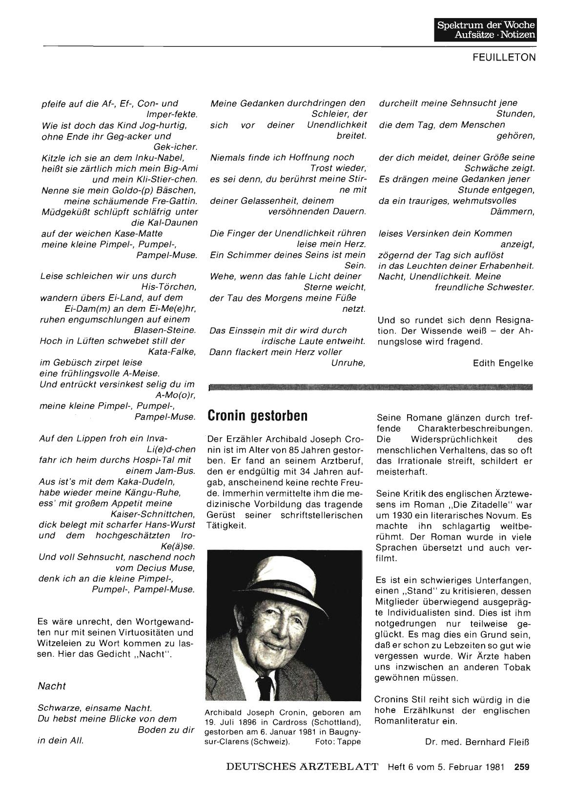 Vorschauseite 1: Cronin gestorben
