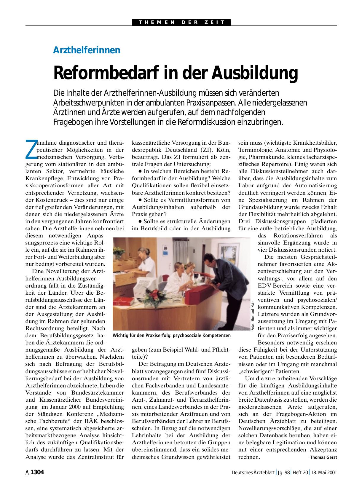 Vorschauseite 1: Arzthelferinnen: Reformbedarf in der Ausbildung