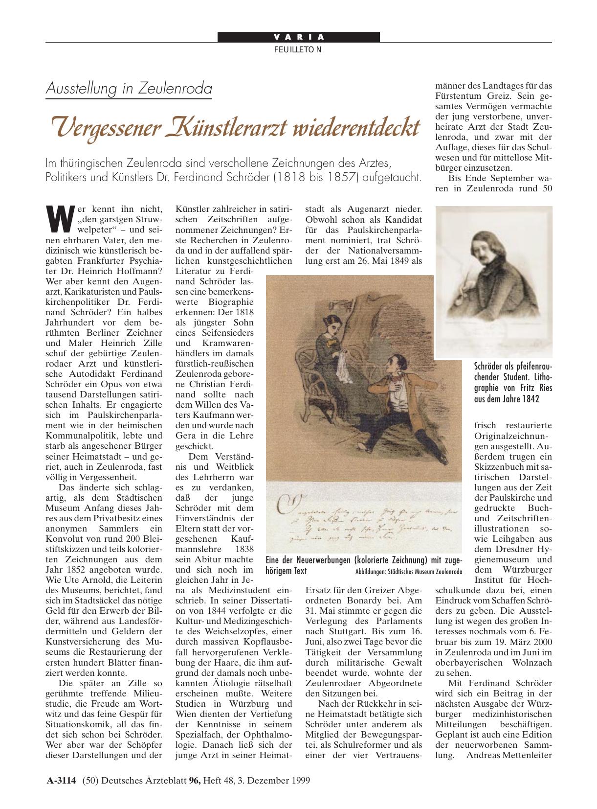 Vorschauseite 1: Ausstellung in Zeulenroda: Vergessener Künstlerarzt wiederentdeckt