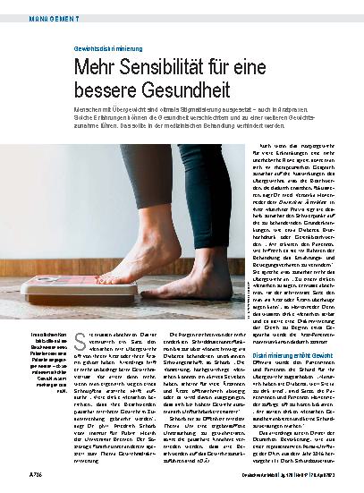 Vorschauseite 1: Gewichtsdiskriminierung: Mehr Sensibilität für eine bessere Gesundheit