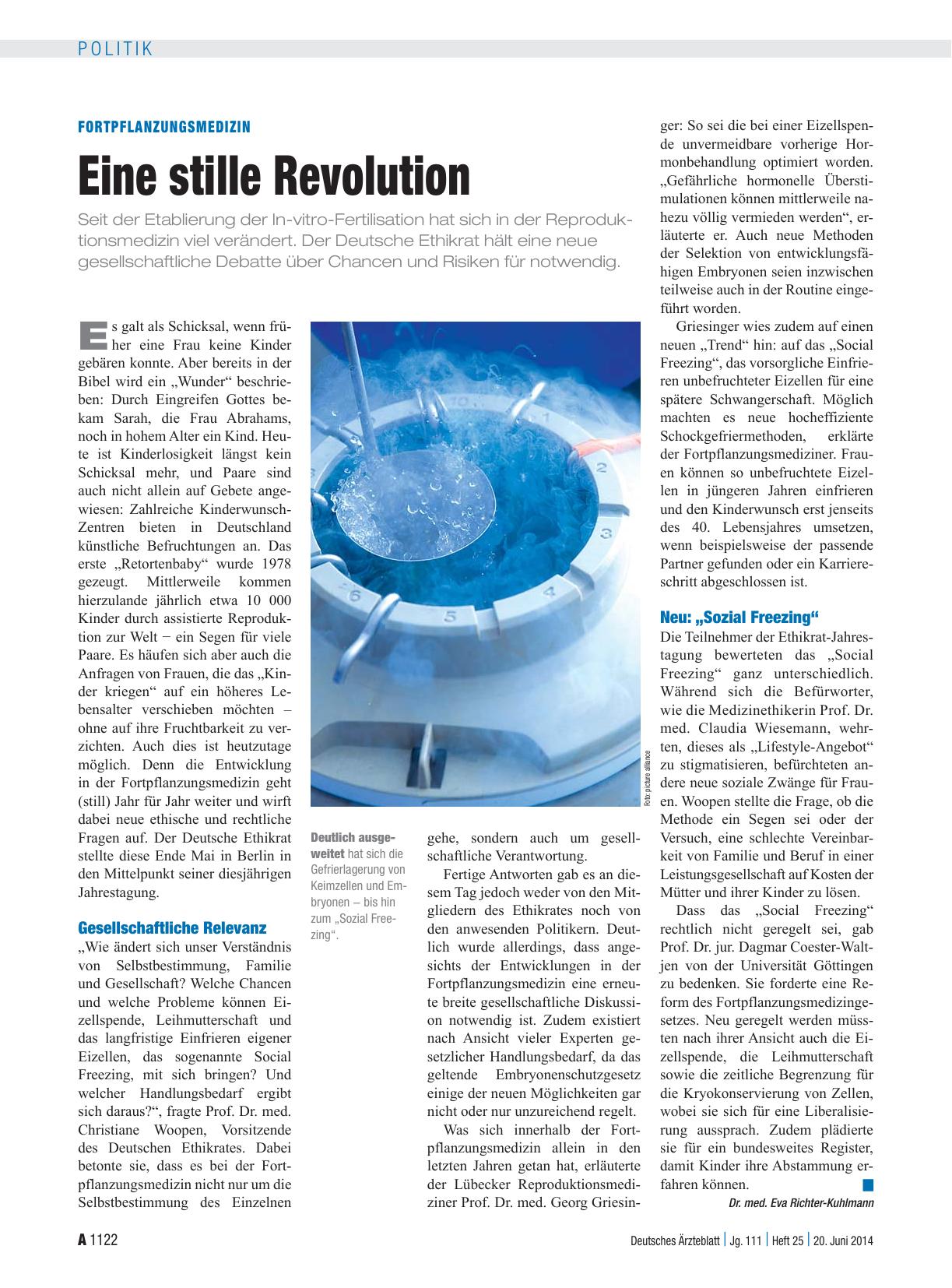 Vorschauseite 1: Fortpflanzungsmedizin: Eine stille Revolution