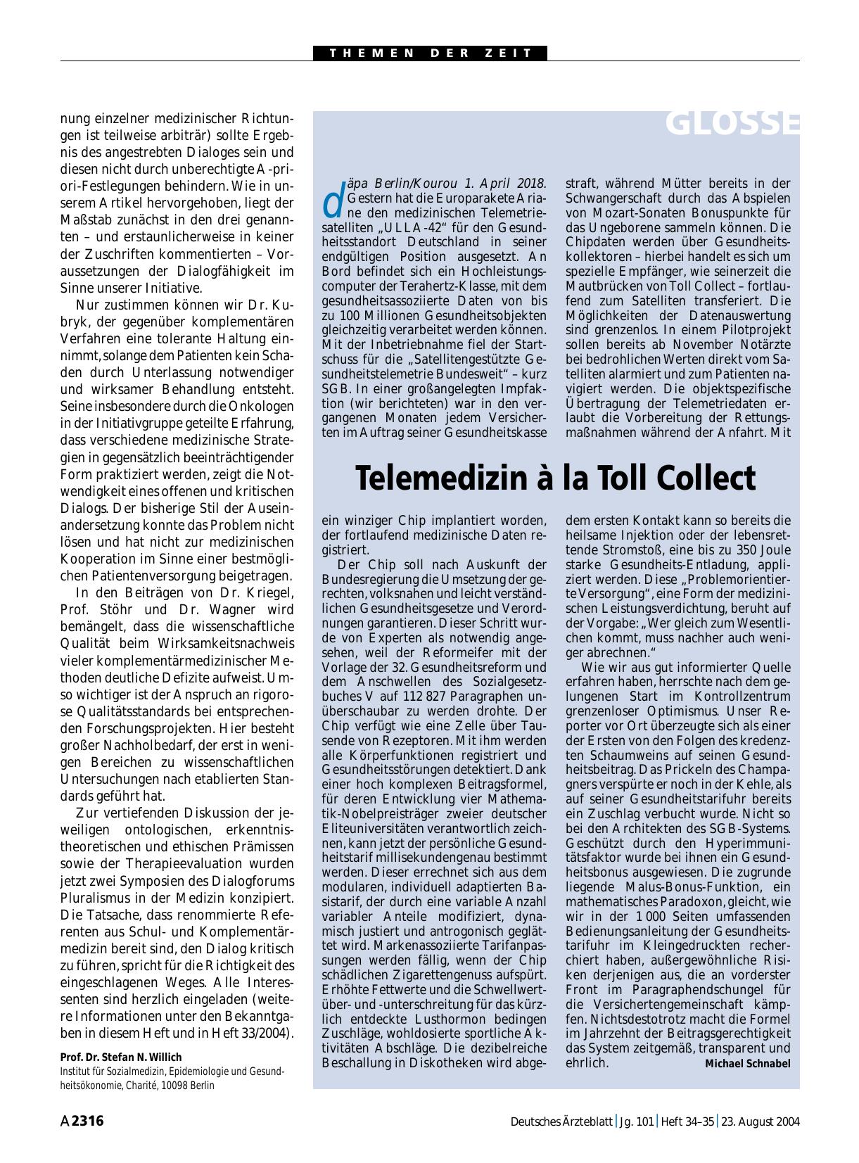 Vorschauseite 1: Telemedizin à la Toll Collect