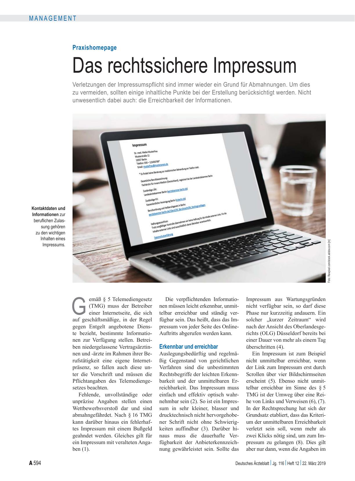 Vorschauseite 1: Praxishomepage: Das rechtssichere Impressum