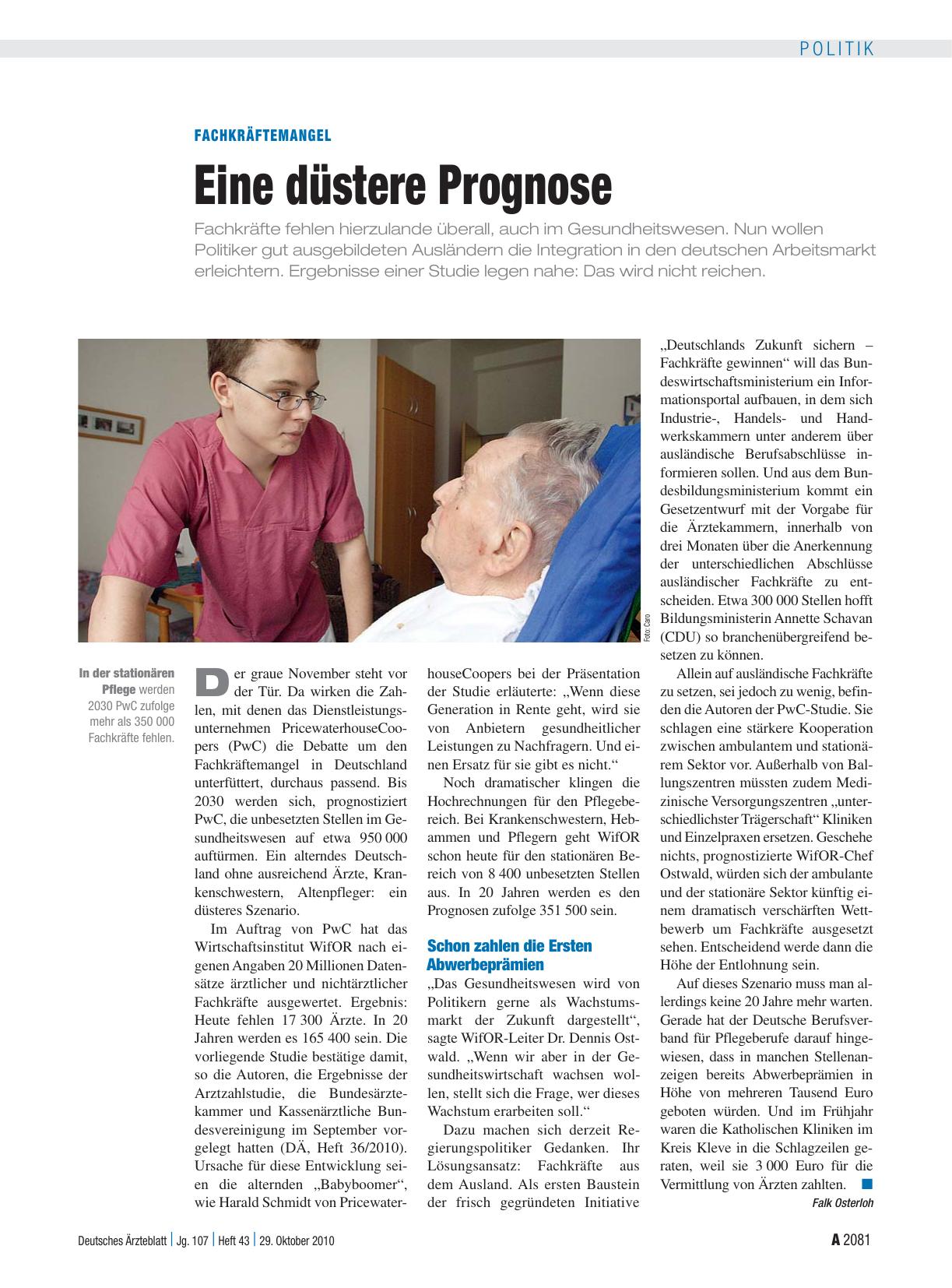Vorschauseite 1: Fachkräftemangel: Eine düstere Prognose