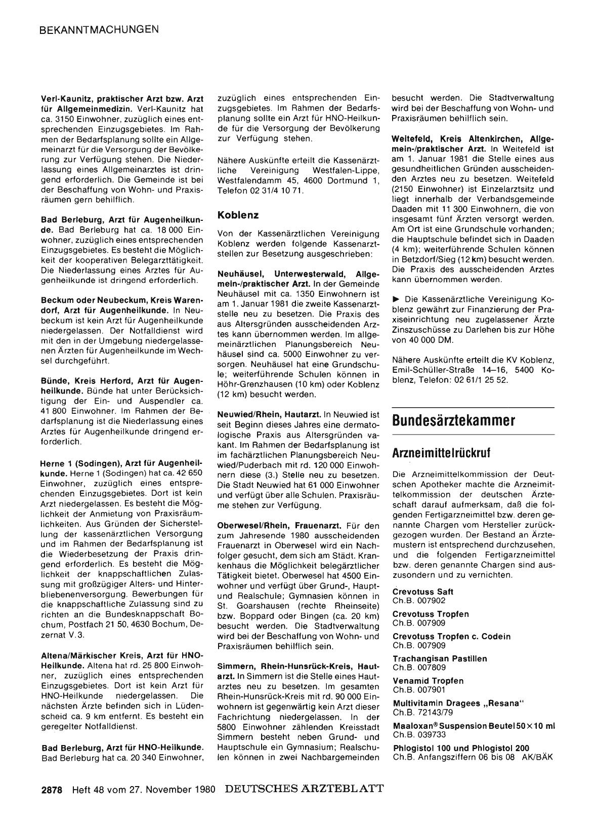 Vorschauseite 1: Bundesärztekammer: Arzneimittelrückruf