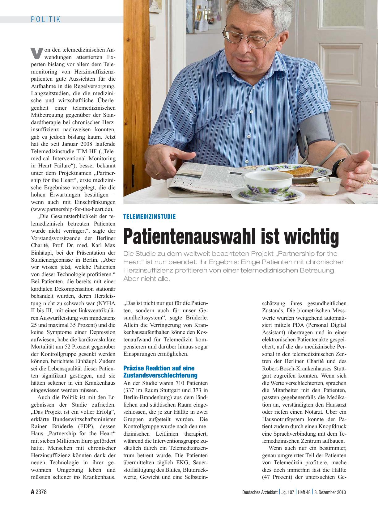Vorschauseite 1: Telemedizinstudie: Patientenauswahl ist wichtig