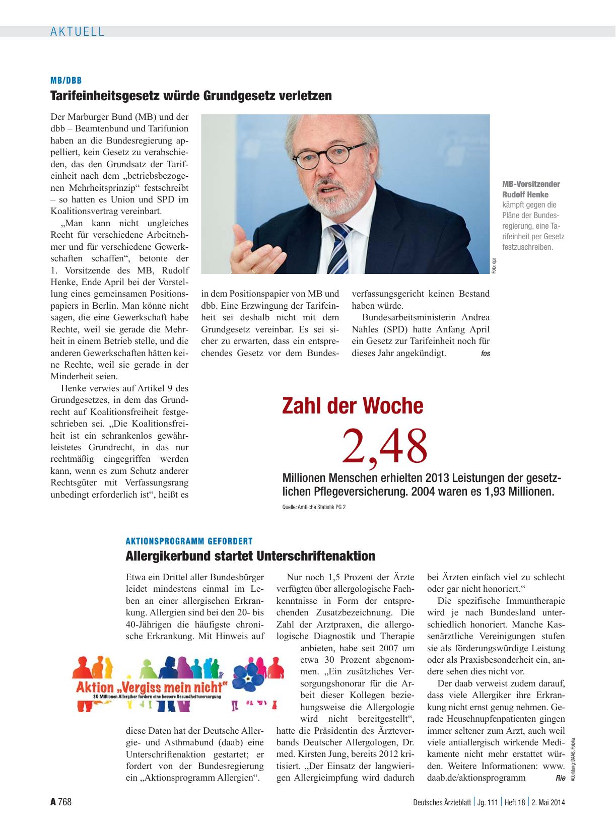 Vorschauseite 1: Aktionsprogramm gefordert: Allergikerbund startet Unterschriftenaktion